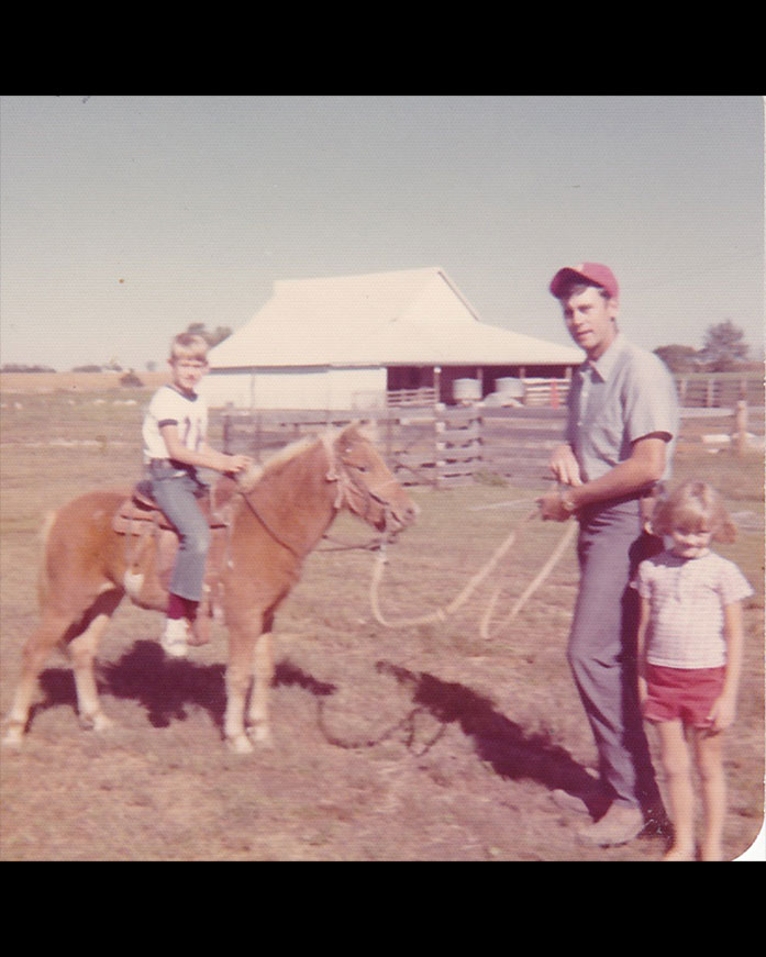 Mike on pony Penny with Larry & Valerie 1973
